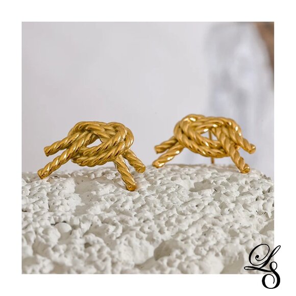 Life Stream Collective Jewelry - 🪢New 18K Gold Textured Hollow Rope Knot Stud Earrings 🪢